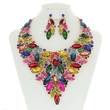 LEAF STONE EXTRAVAGANT NECKLACE SET