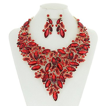 LEAF STONE EXTRAVAGANT NECKLACE SET