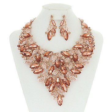 LEAF STONE EXTRAVAGANT NECKLACE SET