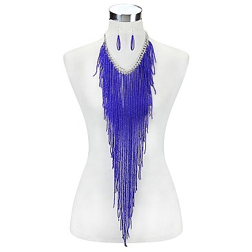 FASHIONABLE WATERFALL COLOR SEED BEAD NECKLACE SET SLNBY9316
