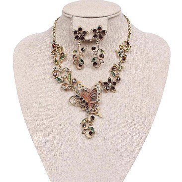 ELEGANT BUTTERFLY METAL NECKLACE SET