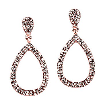 NE0332-LP Rhinestone Teardrop Open-cut Dangle Post Earring