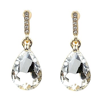 NE0936-LP Diamond-Cut Teardrop Rhinestone Earring