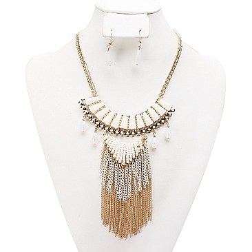 Stylish Layered Fringe Fashion Necklace and Earring Set SLNEG1402
