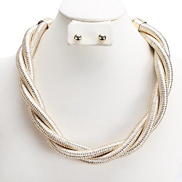 Posh Braided Cord Necklace and Earring Set SLNEG1553