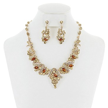 TRENDY EVENING RHINESTONE NECKLACE SET SLNEL301