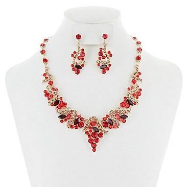 TRENDY EVENING RHINESTONE NECKLACE SET SLNEL301