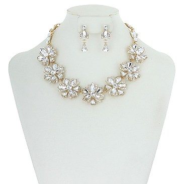 TRENDY MARQUISE STONE FLOWER NECKLACE SET