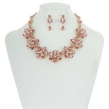 TRENDY MARQUISE STONE FLOWER NECKLACE SET