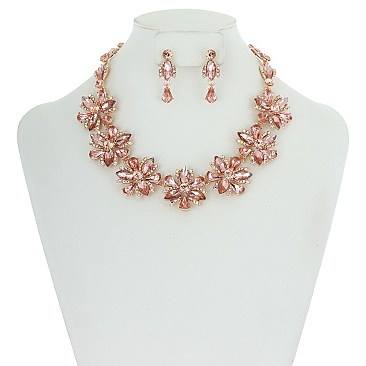 TRENDY MARQUISE STONE FLOWER NECKLACE SET