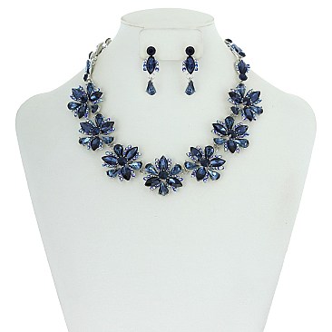 TRENDY MARQUISE STONE FLOWER NECKLACE SET