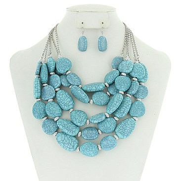 LAYERED 5 LINE STONE NECKLACE SET