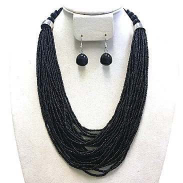 MULTI-LAYERED SEED BEAD NECKLACE SET