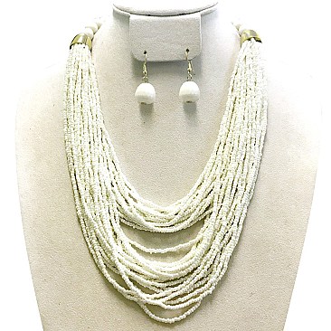 MULTI-LAYERED SEED BEAD NECKLACE SET