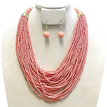 MULTI-LAYERED SEED BEAD NECKLACE SET