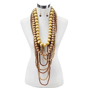 Trendy 7 Line Beaded Pearl Necklace Set SLNEL319