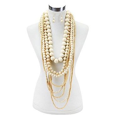 7 LAYERS PEARLS STATEMENT NECKLACE SET MEZNEL319
