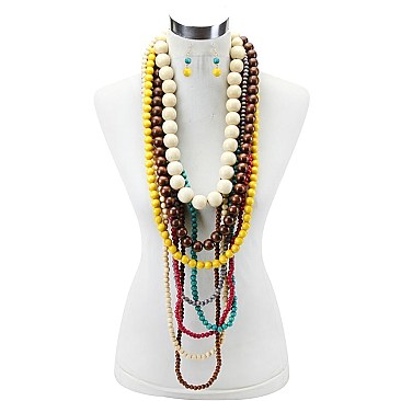 7 LAYERS PEARLS STATEMENT NECKLACE SET MEZNEL319