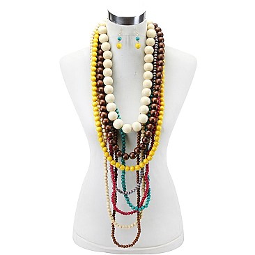 Trendy 7 Line Beaded Pearl Necklace Set SLNEL319