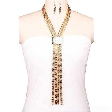 Stylish 4 Mesh Drop Necklace and Earrings Set