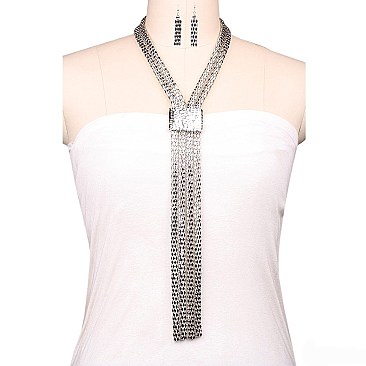 Stylish 4 Mesh Drop Necklace and Earrings Set