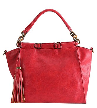 MODERN CHIC TASSEL ACENT PU LEATHER SATCHEL