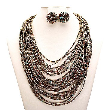 BEADED MULTI STRAND NECKLACE SET