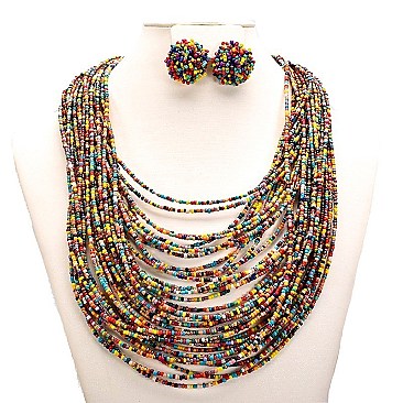 BEADED MULTI STRAND NECKLACE SET