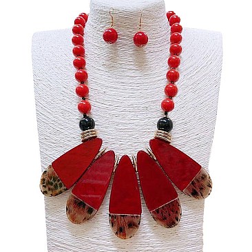 ANIMAL PRINT ACRYLIC DROP NECKLACE