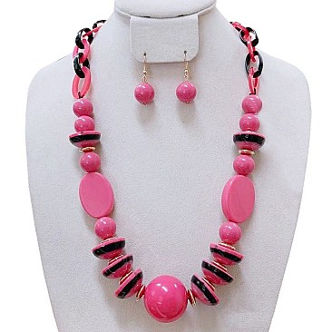 ACRYLIC COLOR BLOCK NECKLACE SET