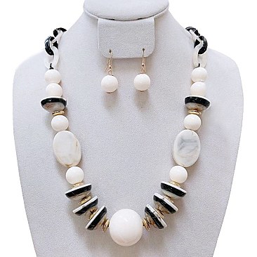 ACRYLIC COLOR BLOCK NECKLACE SET