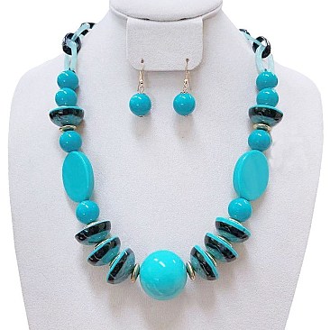 ACRYLIC COLOR BLOCK NECKLACE SET