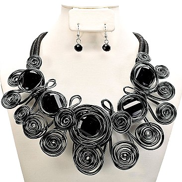 WIRE GEM SPIRAL NECKLACE SET