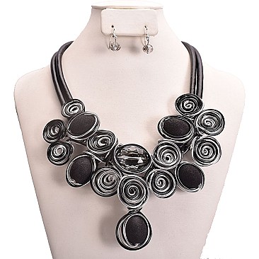 WIRED LEATHER BEADED NECKLACE SET