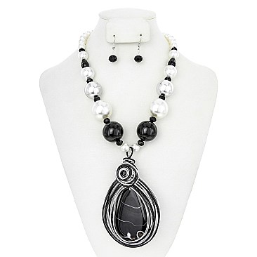 ENCHANTING DROP GEM WIRE NECKLACE SET