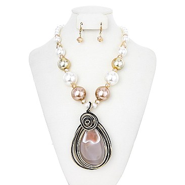 ENCHANTING DROP GEM WIRE NECKLACE SET