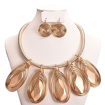 OVAL WIRE SPIRAL TRIBAL NECKLACE SET