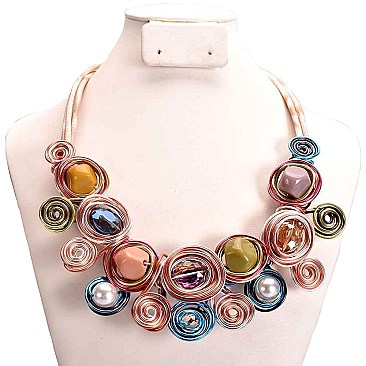 HANDMADE RAINBOW WIRE NECKLACE SET