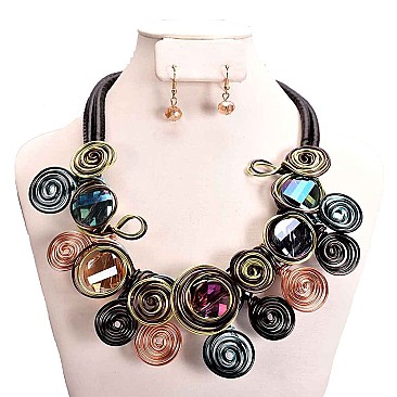 SPIRAL WIRE TREND NECKLACE BEAD SET