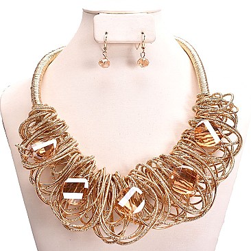 SHINY HANDMADE WEB WIRE STONE SET
