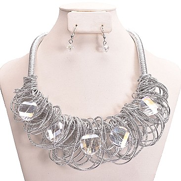 SHINY HANDMADE WEB WIRE STONE SET