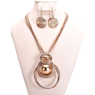 CIRCLE DROP DOWN PEARL WIRE SET