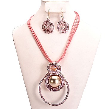 CIRCLE DROP DOWN PEARL WIRE SET