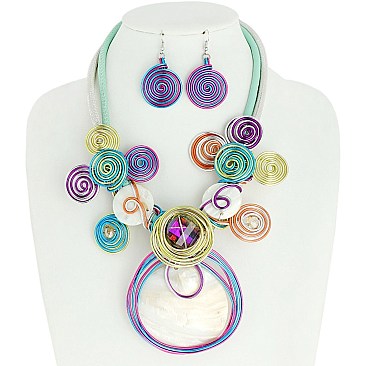 COLORFUL HANDMADE SHELL WIRE NECKLACE SET