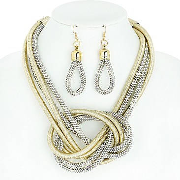 PASTEL RAINBOW GOLD STONE NECKLACE SET