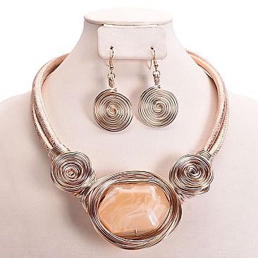 LARGE ACRYLIC GEM WIRE NECKLACE SET SLNEY10896