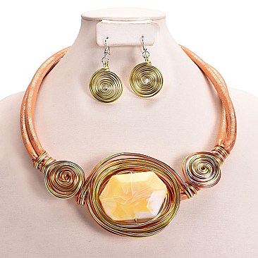 LARGE ACRYLIC GEM WIRE NECKLACE SET SLNEY10896
