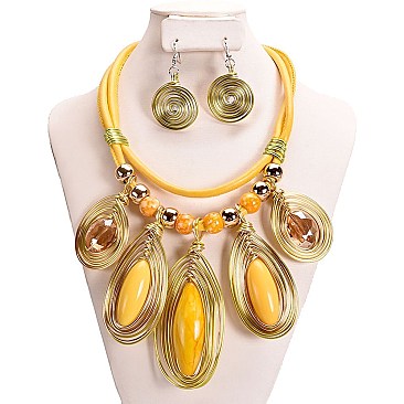 WIRE ACRYLIC HANDMADE BEAD NECKLACE SET