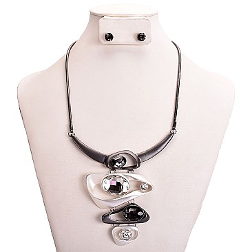 GEO METAL ART NECKLACE SET