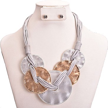 WHEEL METAL WOVEN NECKLACE SET